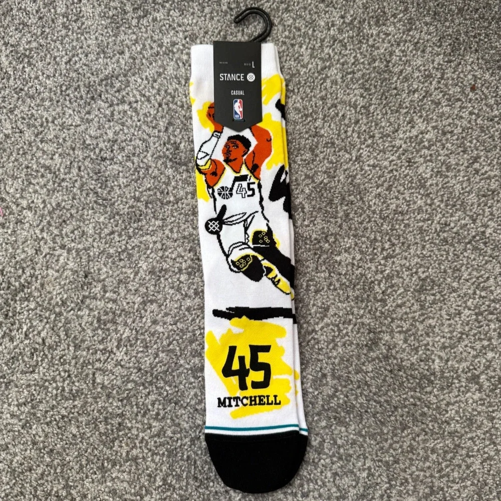 Stance NBA Utah Jazz Donovan Mitchell Paint Crew Socks Mens Large A545C22PMI